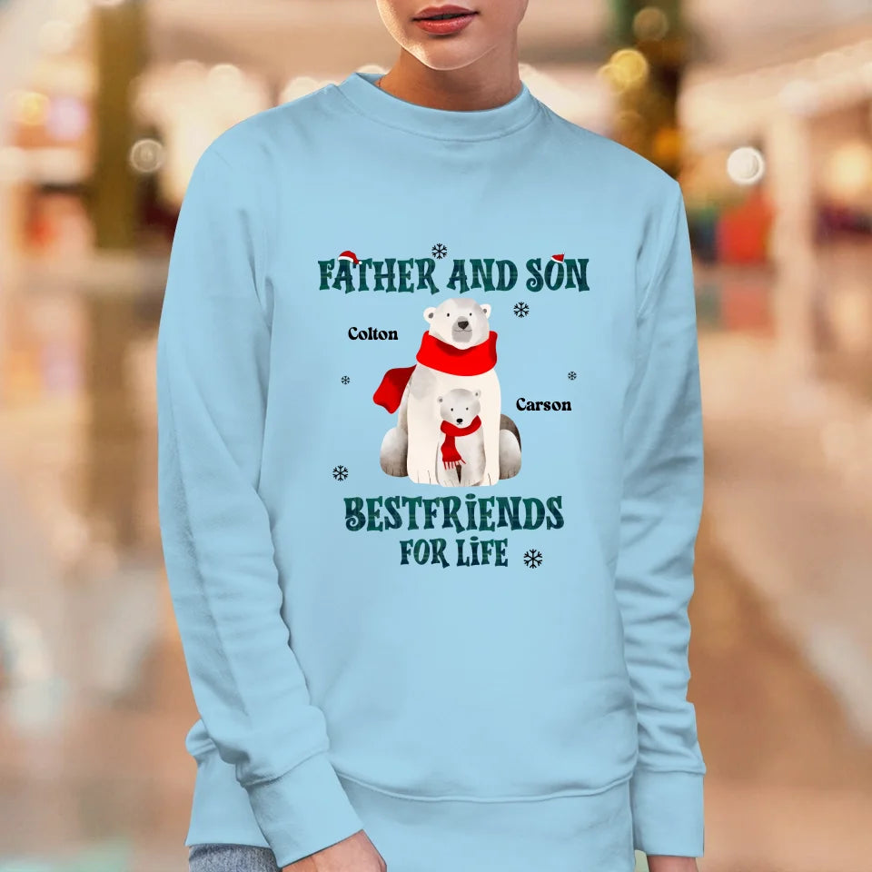 Father And Son Polar Bear - Custom Name - Personalized Gifts For Dad - T-Shirt