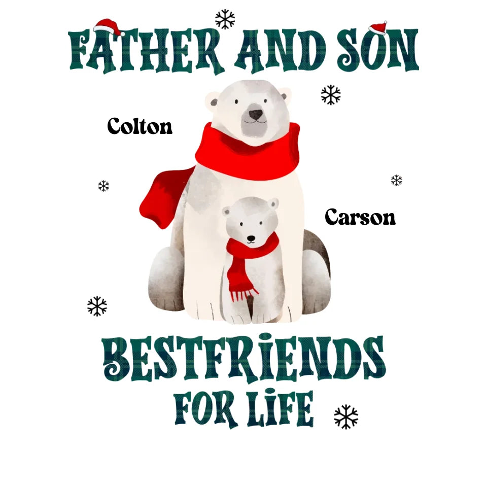 Father And Son Polar Bear - Custom Name - Personalized Gifts For Dad - T-Shirt