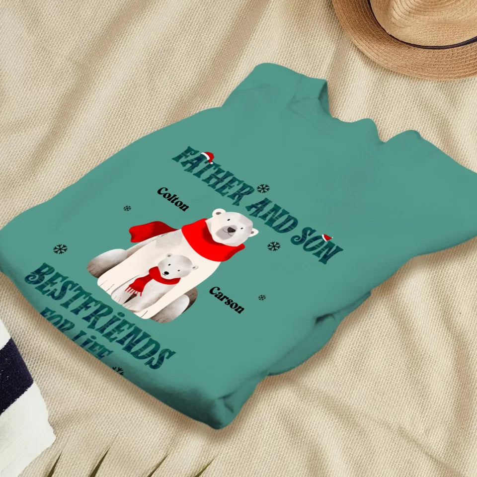 Father And Son Polar Bear - Custom Name - Personalized Gifts For Dad - T-Shirt