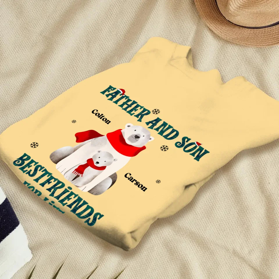 Father And Son Polar Bear - Custom Name - Personalized Gifts For Dad - T-Shirt