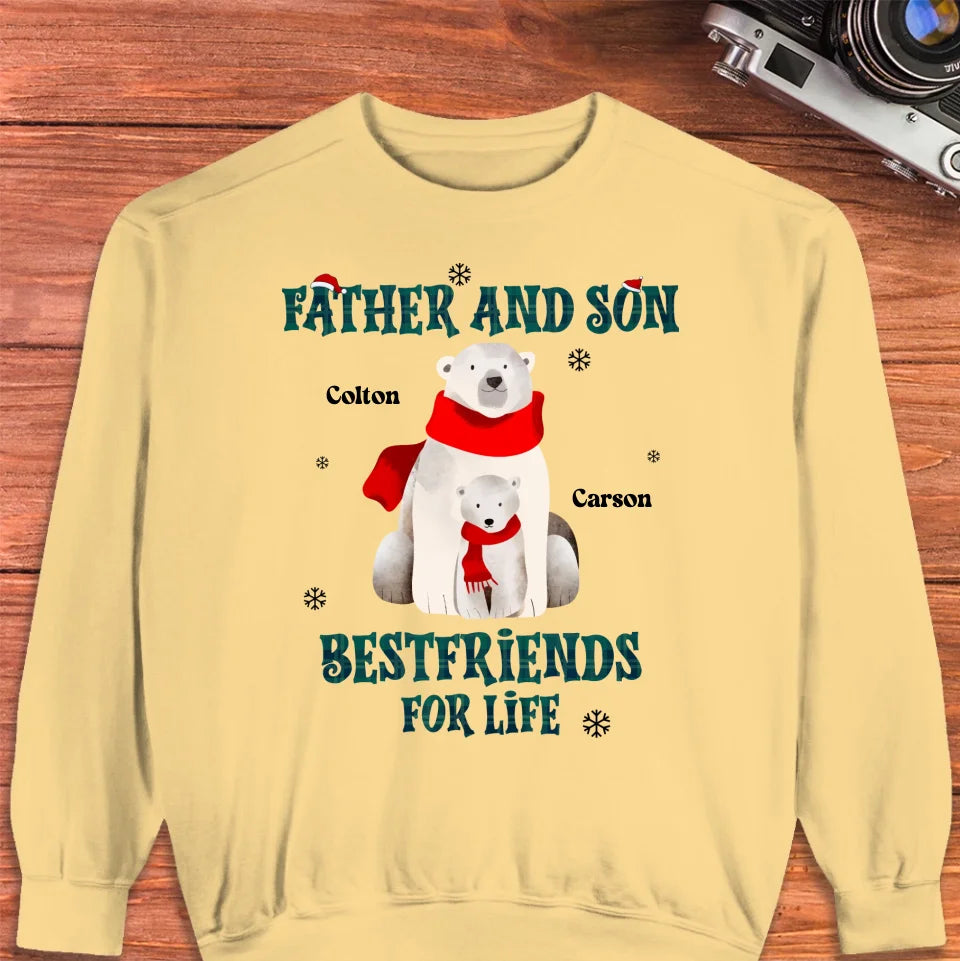 Father And Son Polar Bear - Custom Name - Personalized Gifts For Dad - T-Shirt