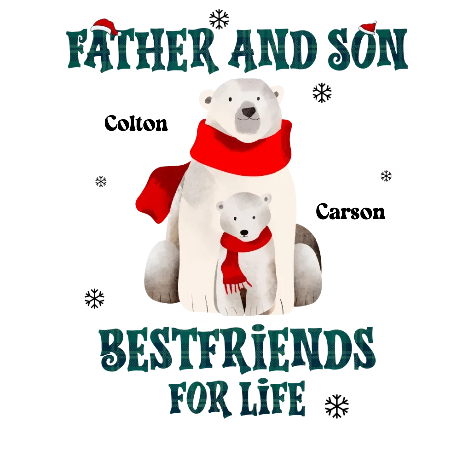 Father And Son Polar Bear - Custom Name - Personalized Gifts For Dad - T-Shirt