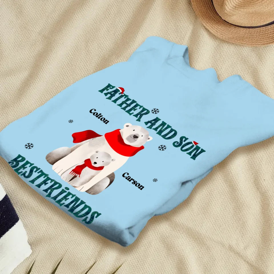 Father And Son Polar Bear - Custom Name - Personalized Gifts For Dad - T-Shirt