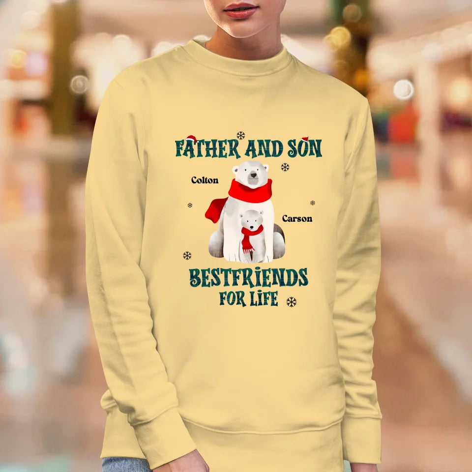 Father And Son Polar Bear - Custom Name - Personalized Gifts For Dad - T-Shirt