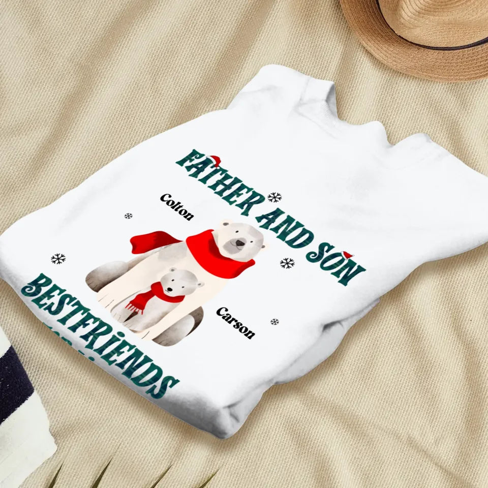 Father And Son Polar Bear - Custom Name - Personalized Gifts For Dad - T-Shirt