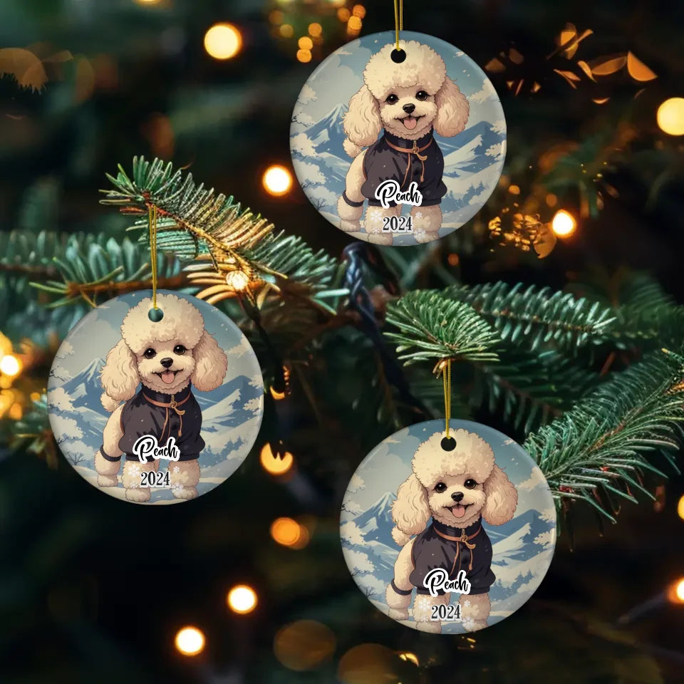 Poodle Christmas - Custom Background - Ornament