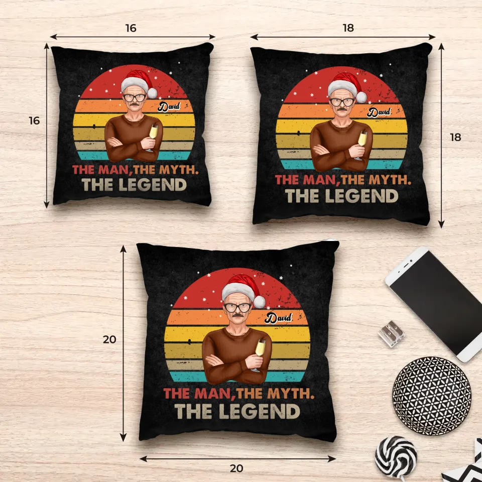 The Man, The Myth, The Legend - Custom Name - Personalized Gift For Dad - Pillow