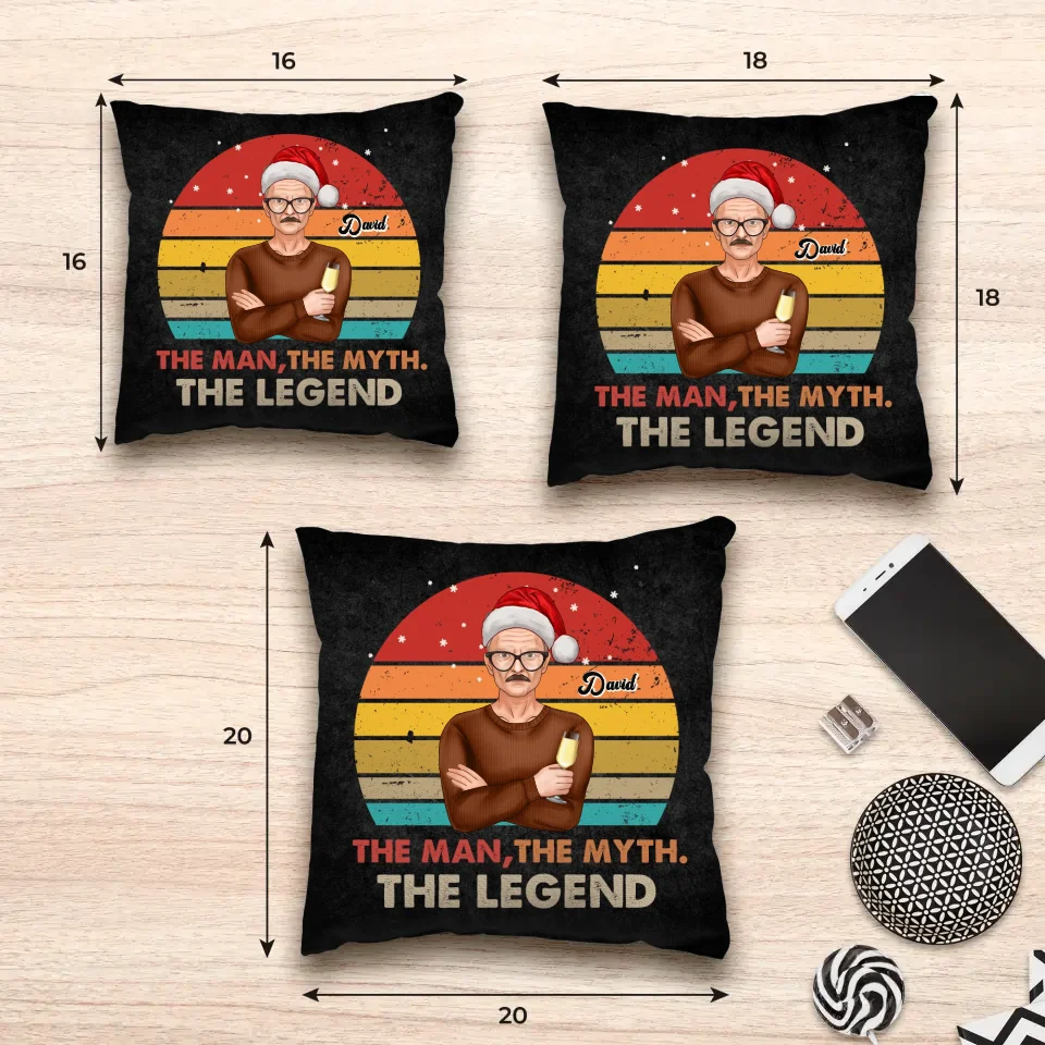 The Man, The Myth, The Legend - Custom Name - Personalized Gift For Dad - Pillow