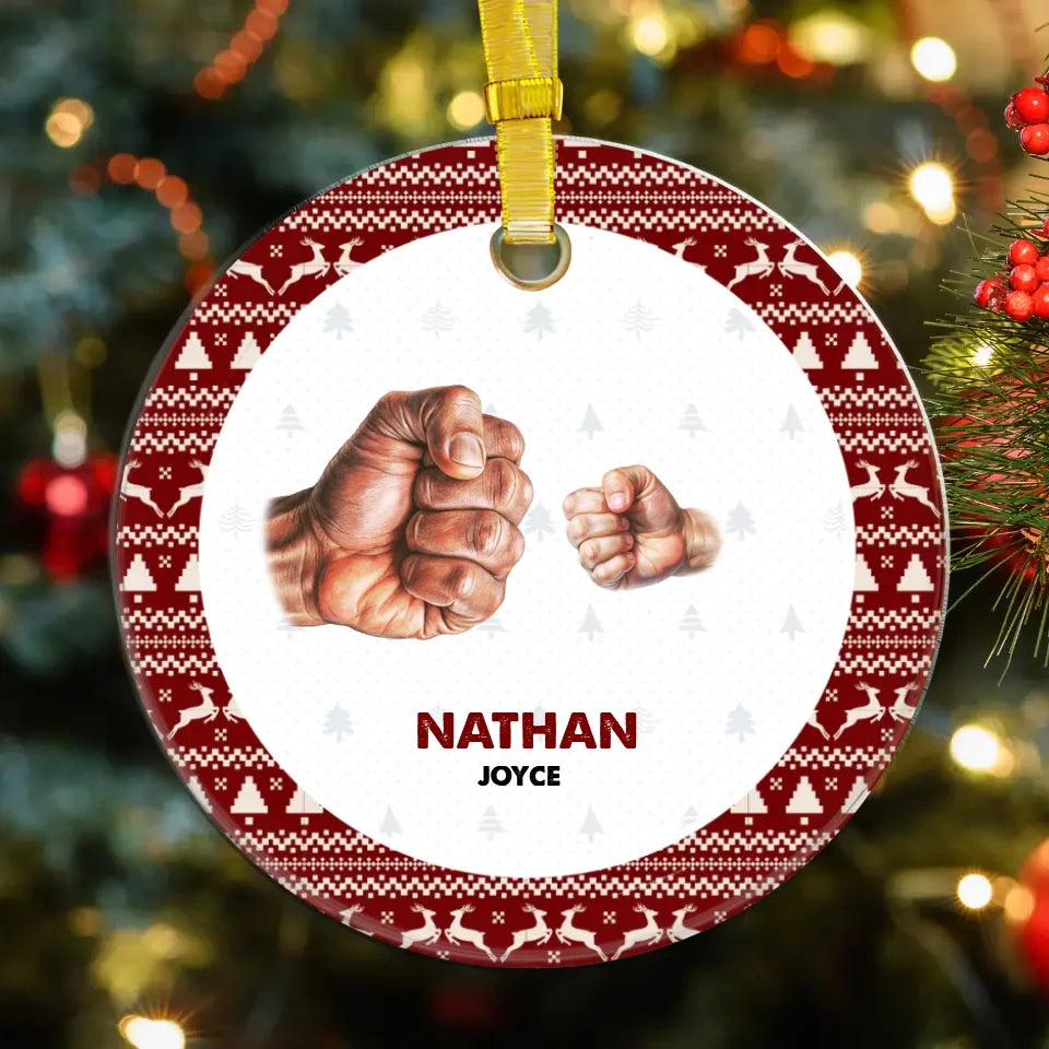 Dad And Children Fistbump - Custom Name - Personalized Gifts For Dad - Ornament