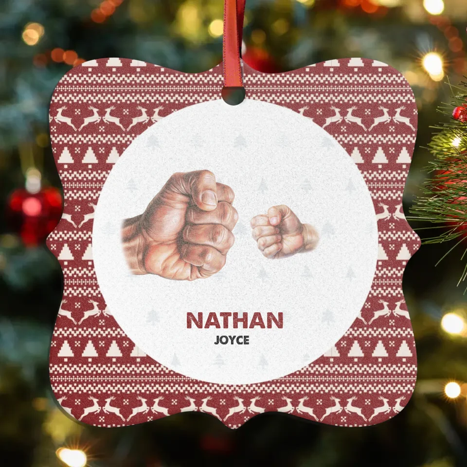 Dad And Children Fistbump - Custom Name - Personalized Gifts For Dad - Ornament