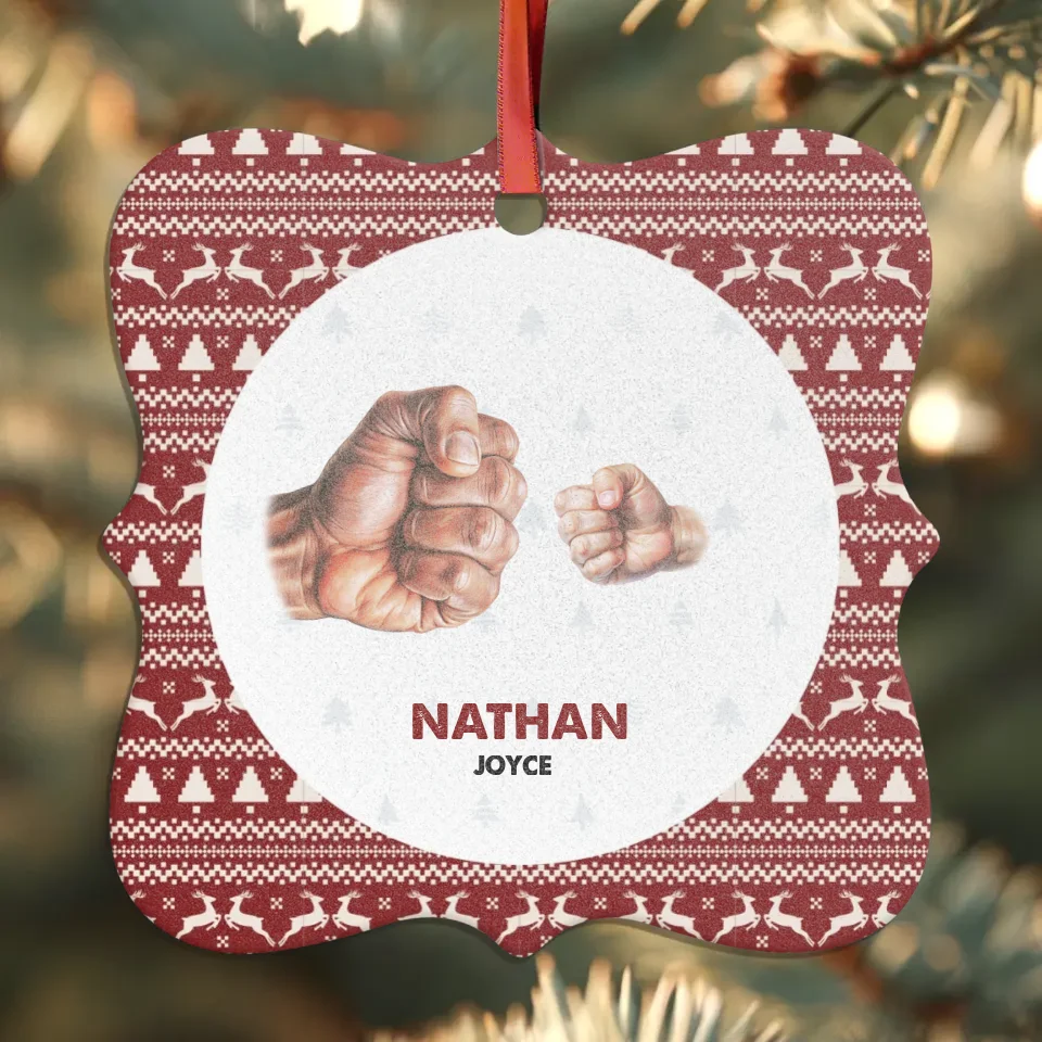 Dad And Children Fistbump - Custom Name - Personalized Gifts For Dad - Ornament