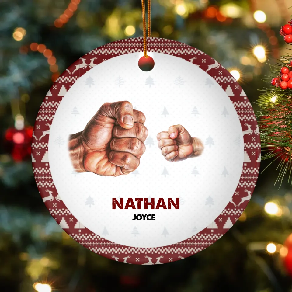 Dad And Children Fistbump - Custom Name - Personalized Gifts For Dad - Ornament