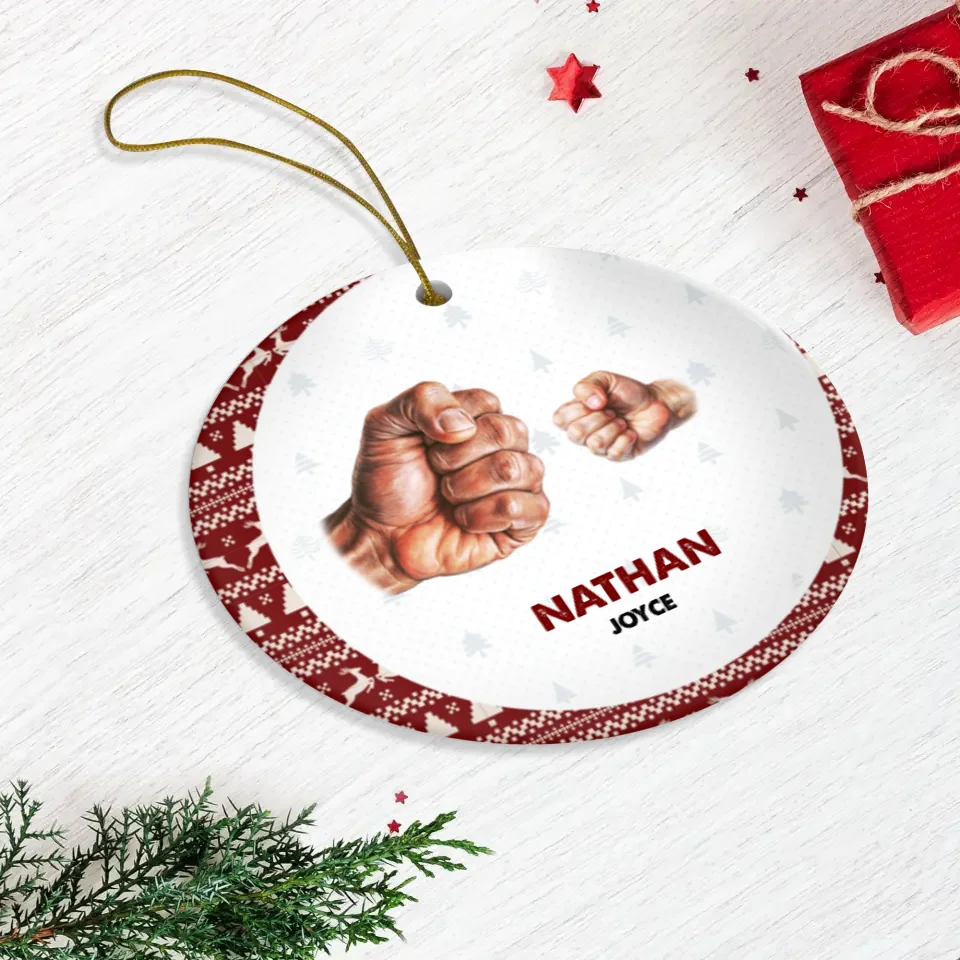 Dad And Children Fistbump - Custom Name - Personalized Gifts For Dad - Ornament