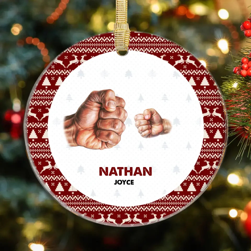 Dad And Children Fistbump - Custom Name - Personalized Gifts For Dad - Ornament