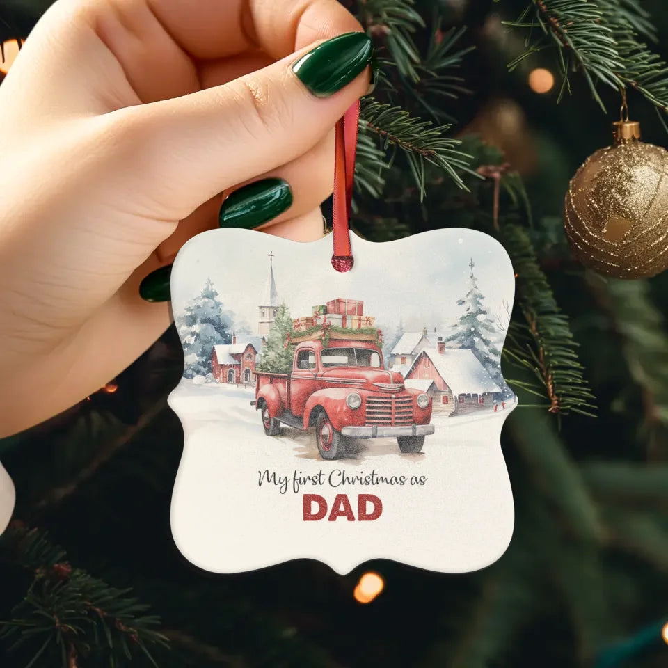 My First Christmas As Dad - Custom Name - Personalized Gifts For Dad - Ornament