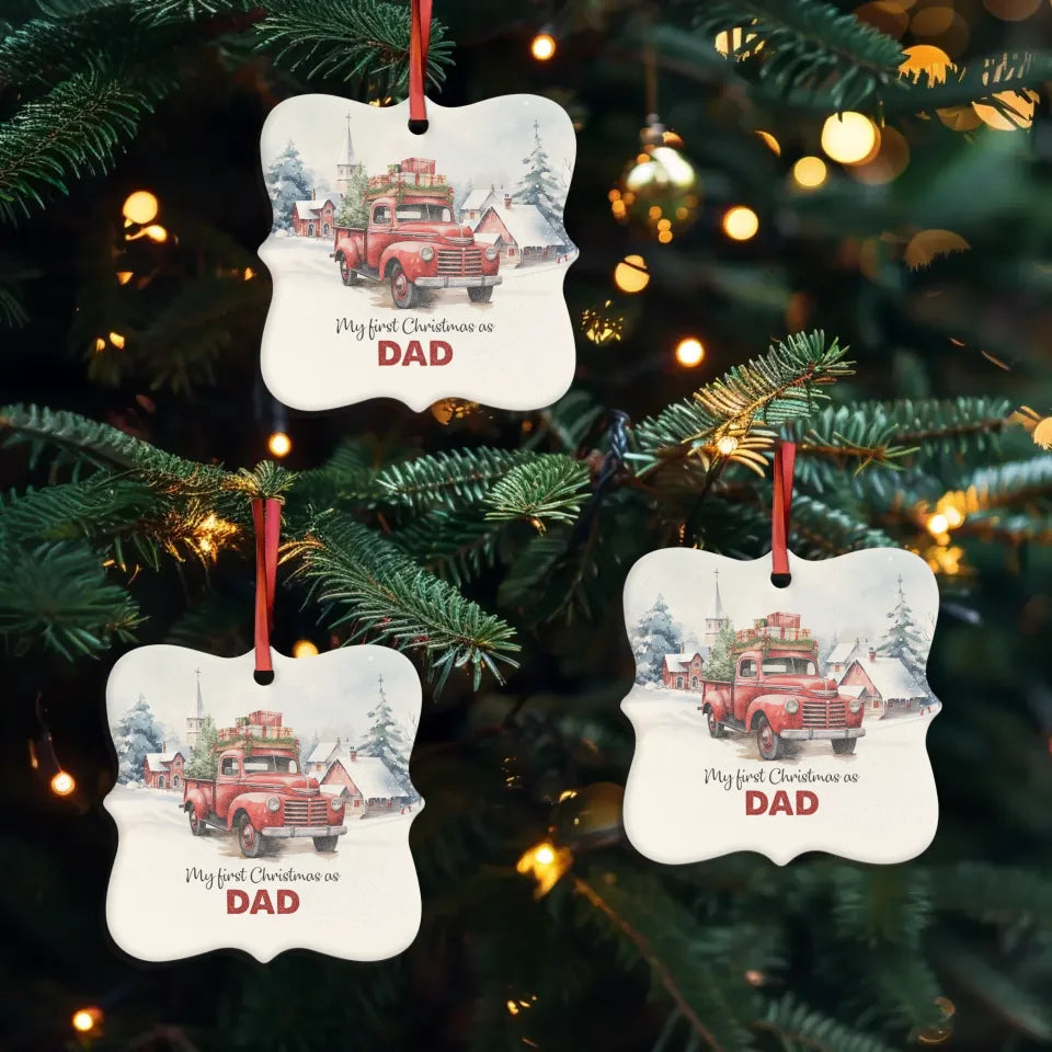 My First Christmas As Dad - Custom Name - Personalized Gifts For Dad - Ornament