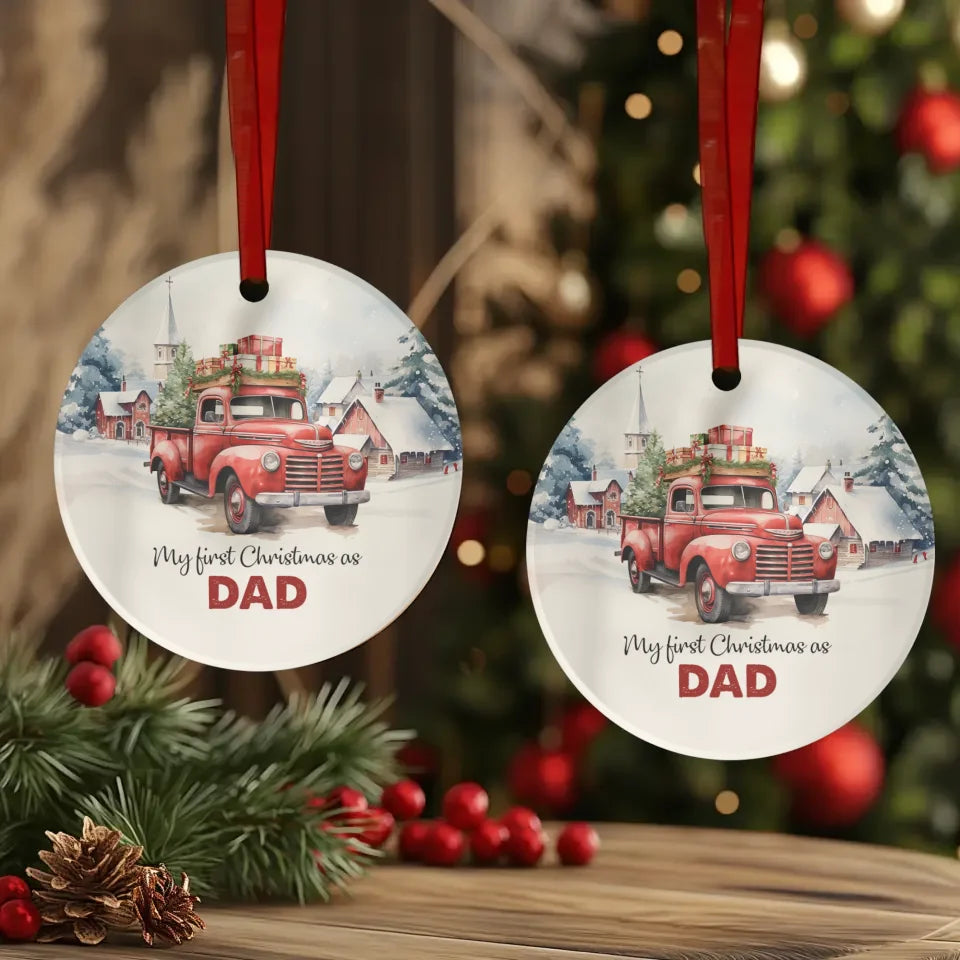 My First Christmas As Dad - Custom Name - Personalized Gifts For Dad - Ornament