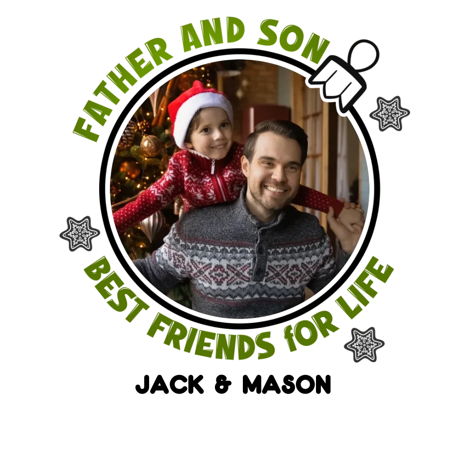 Father And Son Christmas Ball - Custom Photo - Personalized Gifts For Dad - T-Shirt