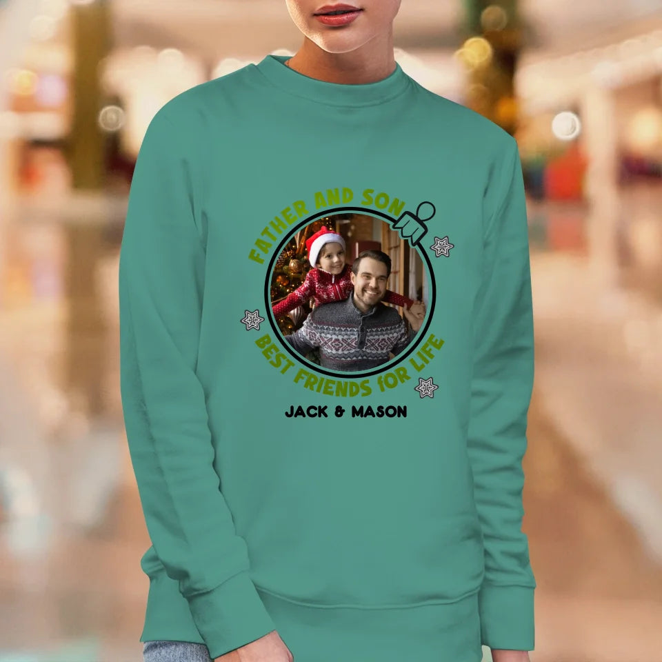 Father And Son Christmas Ball - Custom Photo - Personalized Gifts For Dad - T-Shirt