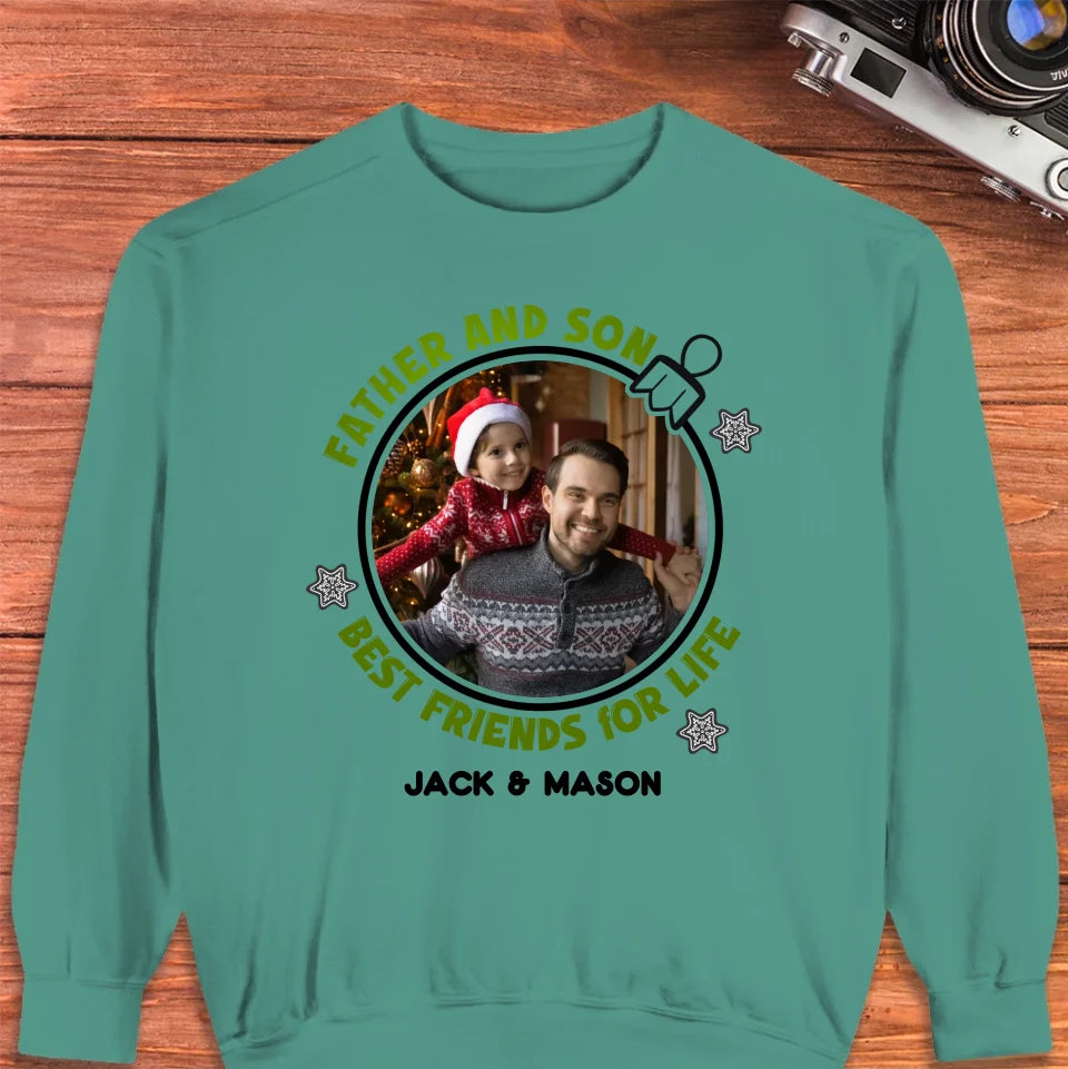 Father And Son Christmas Ball - Custom Photo - Personalized Gifts For Dad - T-Shirt