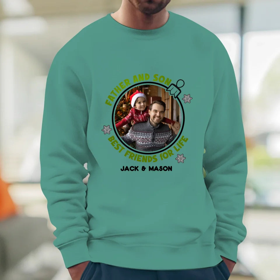 Father And Son Christmas Ball - Custom Photo - Personalized Gifts For Dad - T-Shirt