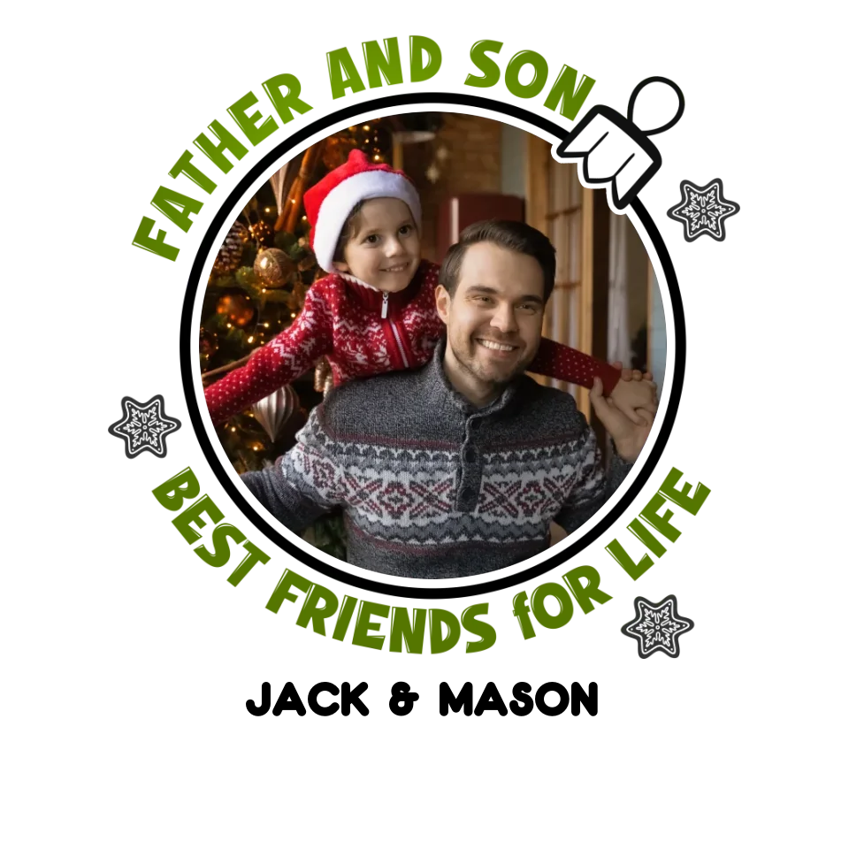 Father And Son Christmas Ball - Custom Photo - Personalized Gifts For Dad - T-Shirt