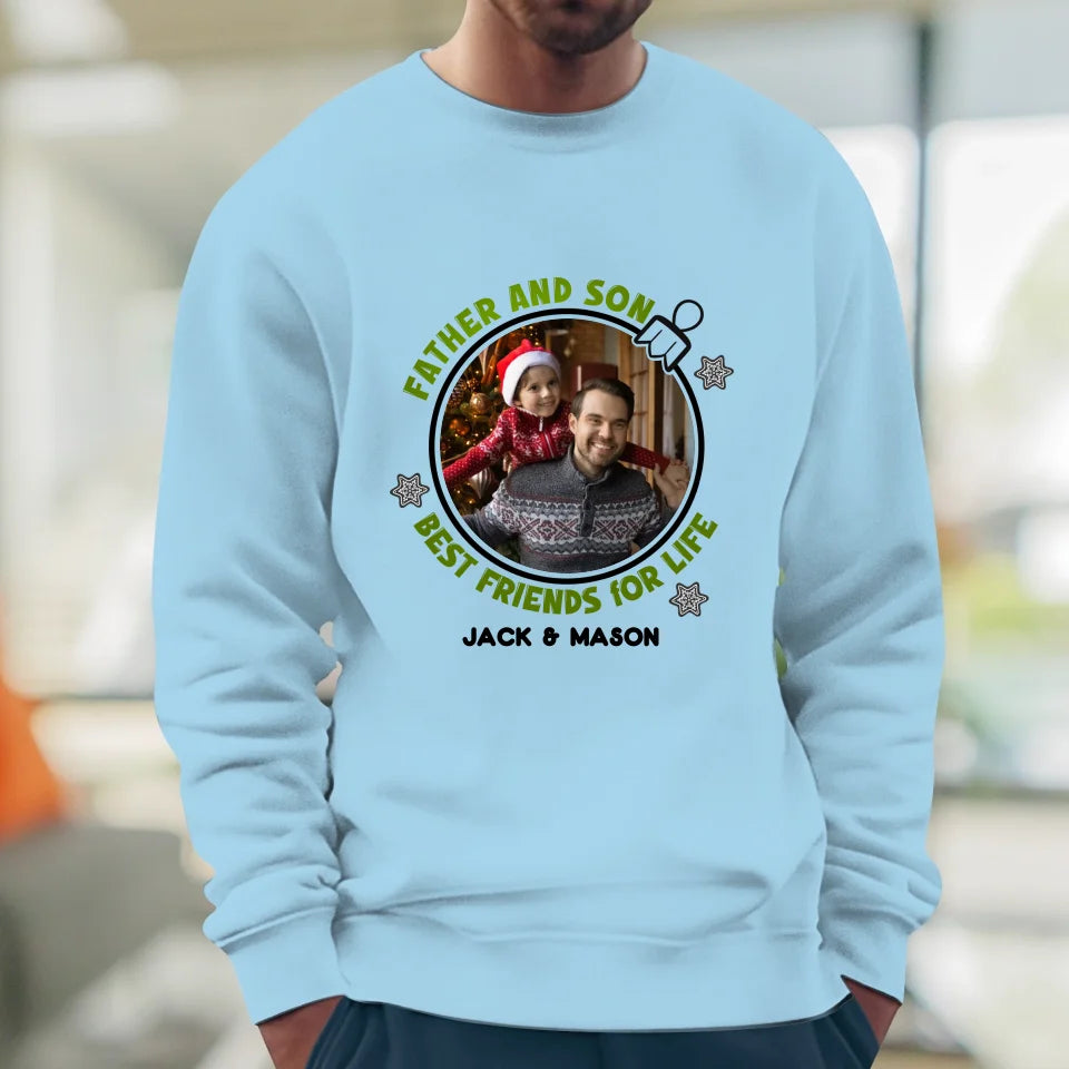 Father And Son Christmas Ball - Custom Photo - Personalized Gifts For Dad - T-Shirt