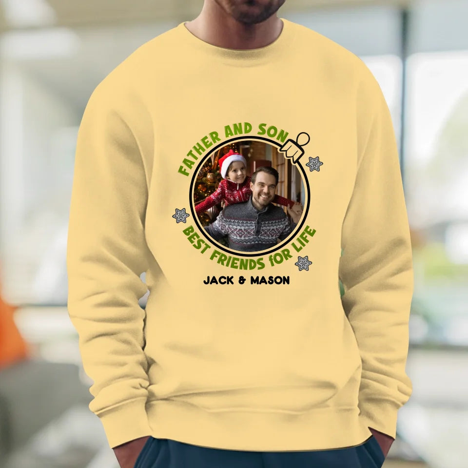 Father And Son Christmas Ball - Custom Photo - Personalized Gifts For Dad - Sweater