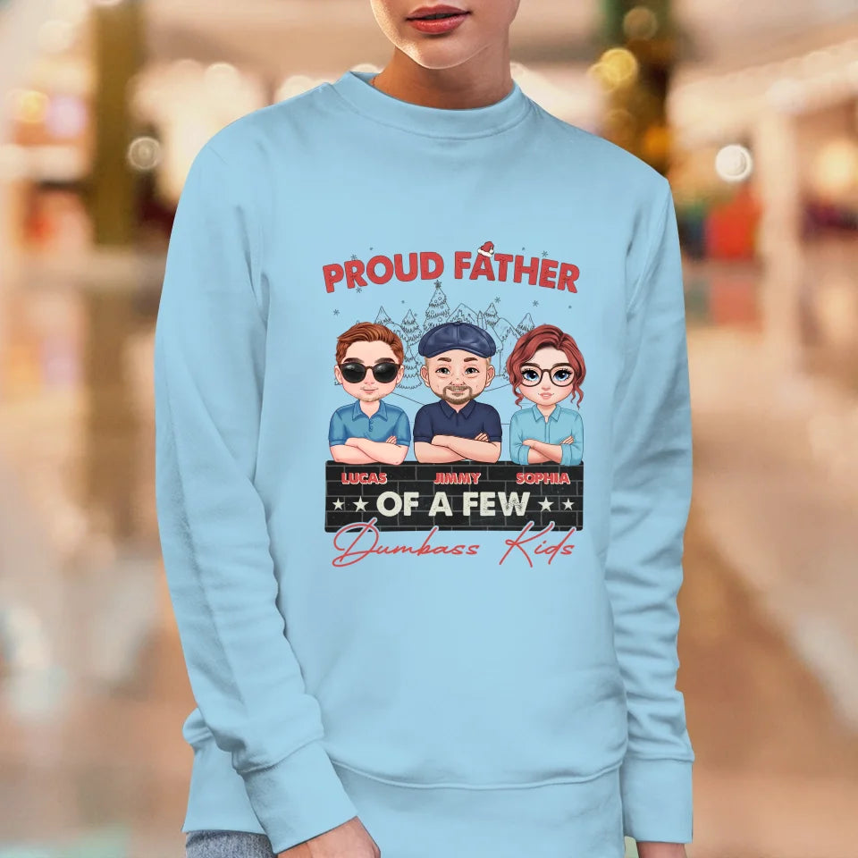 Proud Father Of A Few Dumbass Kid In Lake Landscape Christmas - Custom Name - Personalized Gifts For Dad - Sweater