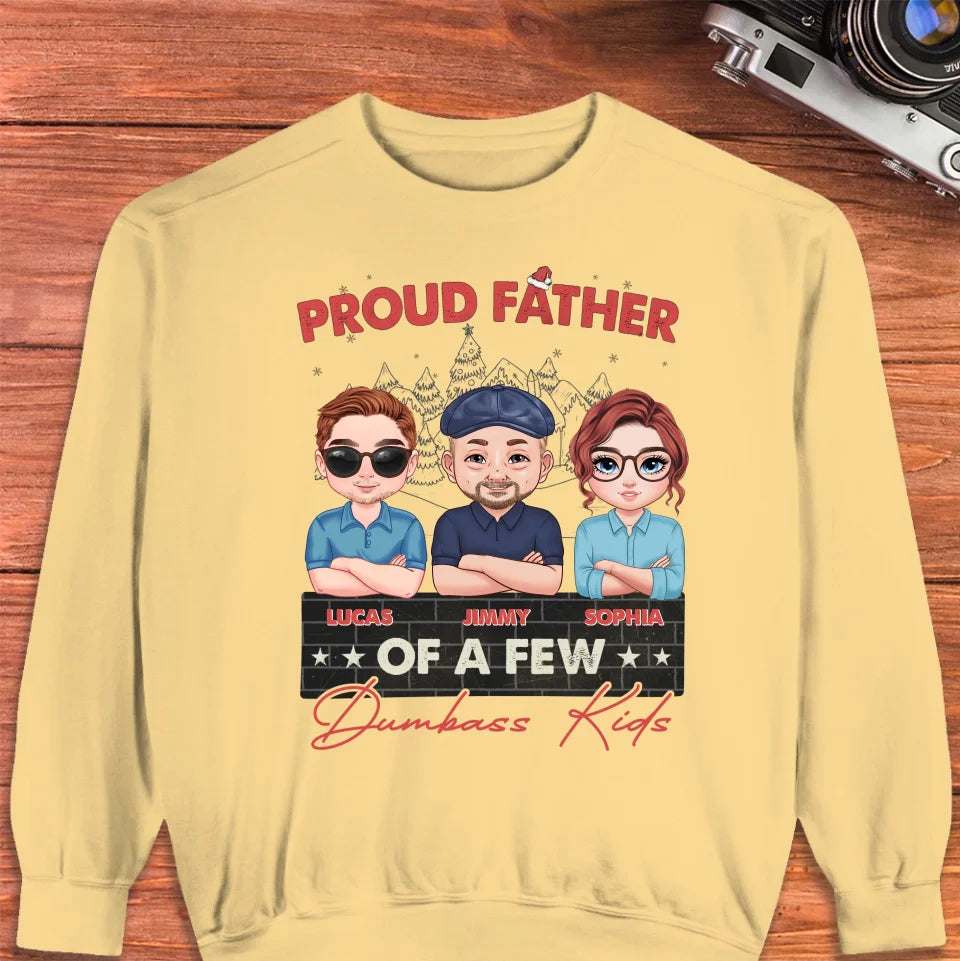 Proud Father Of A Few Dumbass Kid In Lake Landscape Christmas - Custom Name - Personalized Gifts For Dad - Sweater