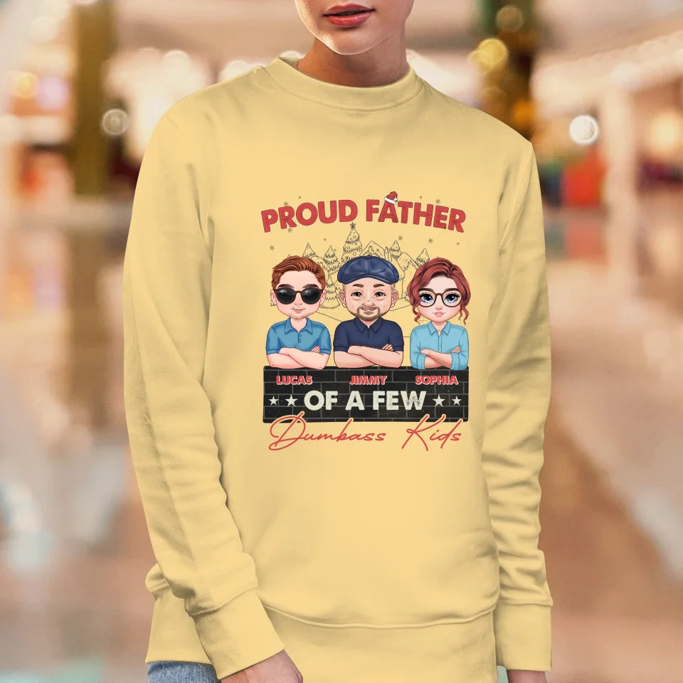 Proud Father Of A Few Dumbass Kid In Lake Landscape Christmas - Custom Name - Personalized Gifts For Dad - Sweater