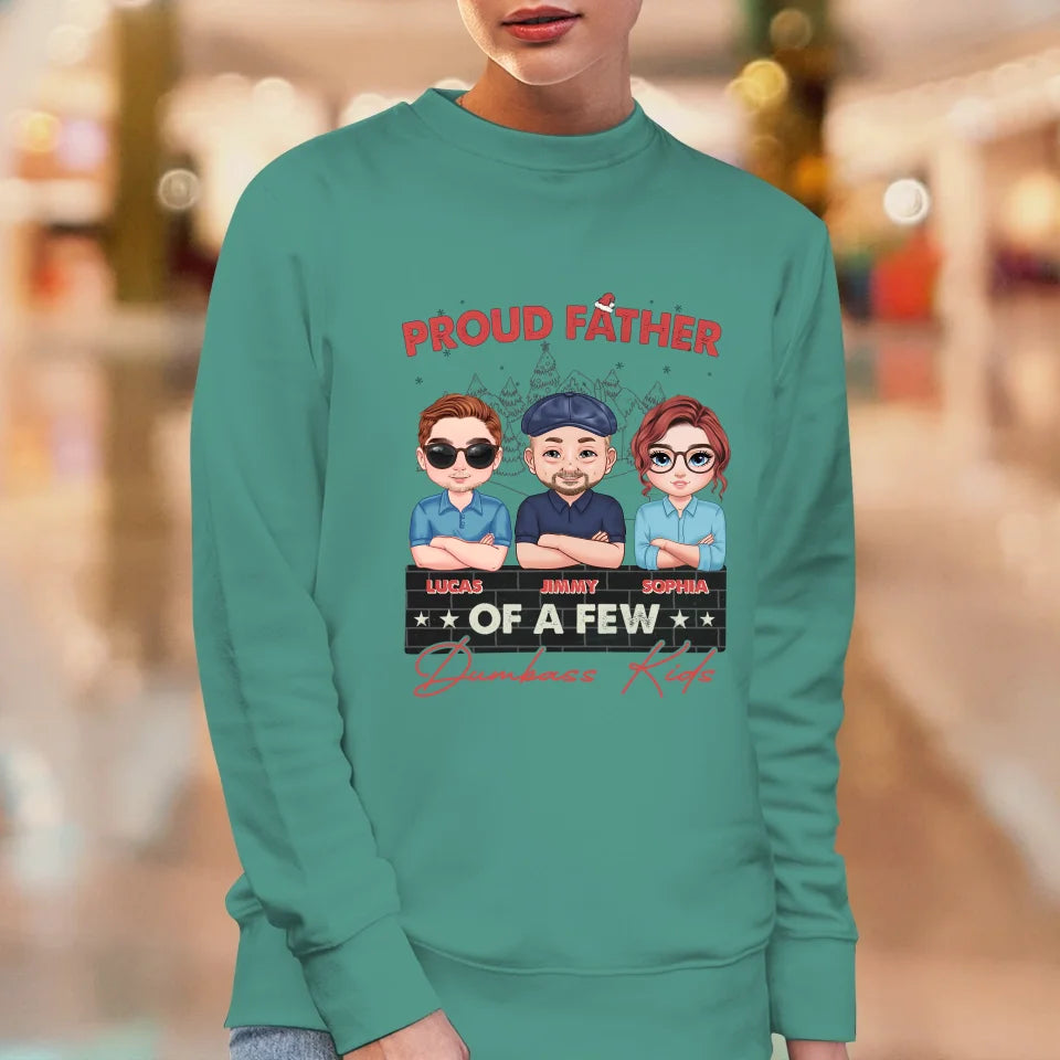 Proud Father Of A Few Dumbass Kid In Lake Landscape Christmas - Custom Name - Personalized Gifts For Dad - Sweater