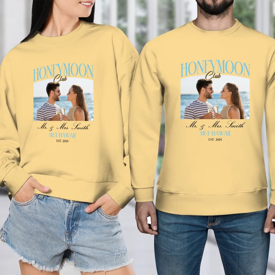 Our Honeymoon - Custom Photo - Personalized Gifts for Couples - Unisex Sweater