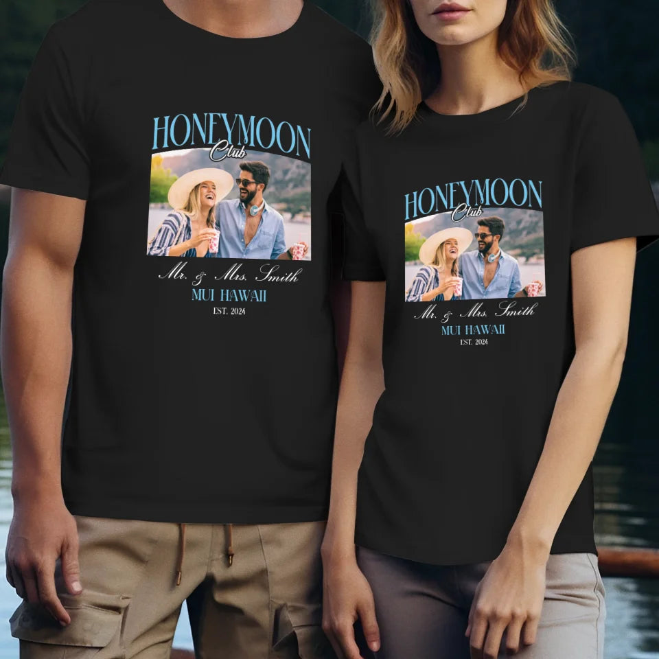 Our Honeymoon With Love - Custom Photo - Personalized Gifts for Couples - Unisex T-Shirt