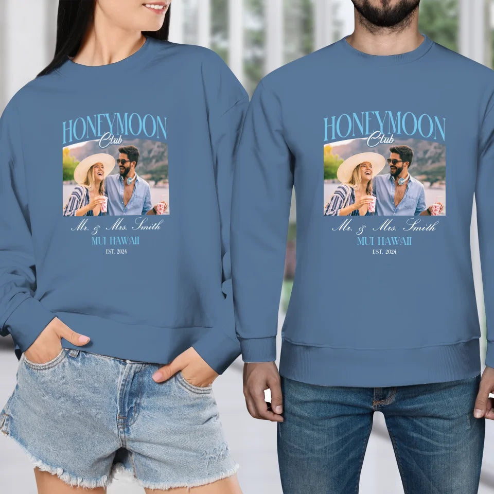 Our Honeymoon With Love - Custom Photo - Personalized Gifts for Couples - Unisex Sweater