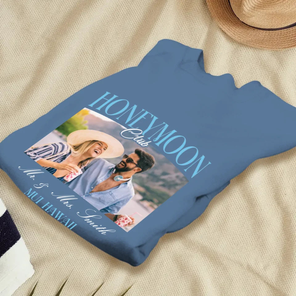 Our Honeymoon With Love - Custom Photo - Personalized Gifts for Couples - Unisex Sweater