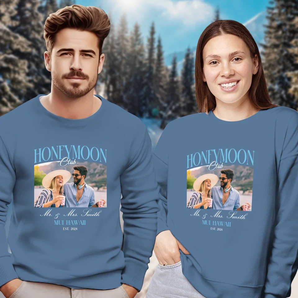 Our Honeymoon With Love - Custom Photo - Personalized Gifts for Couples - Unisex Sweater