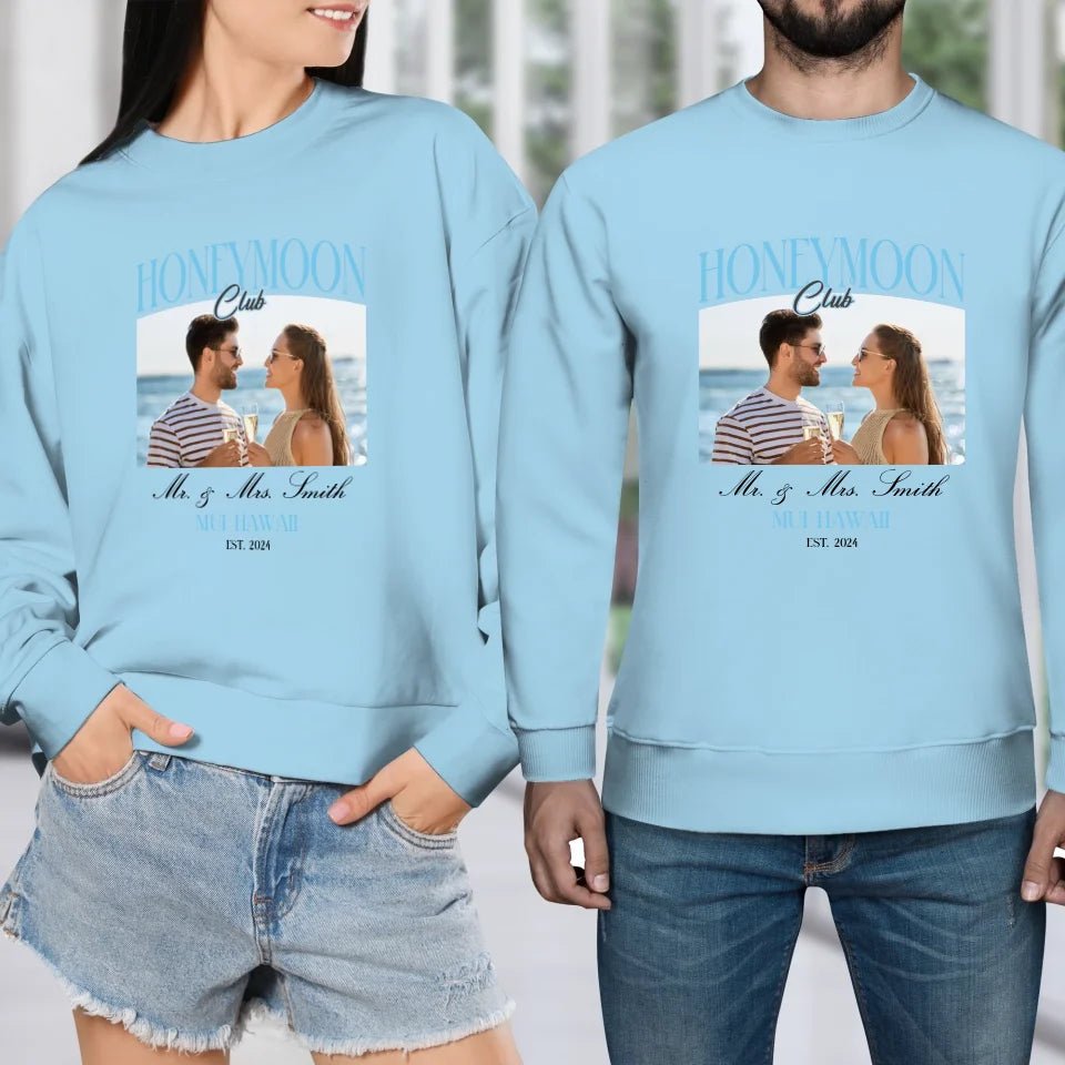 Our Honeymoon - Custom Photo - Personalized Gifts for Couples - Unisex Sweater