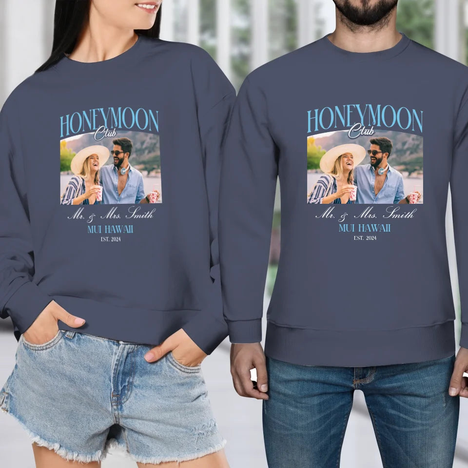 Our Honeymoon With Love - Custom Photo - Personalized Gifts for Couples - Unisex Sweater