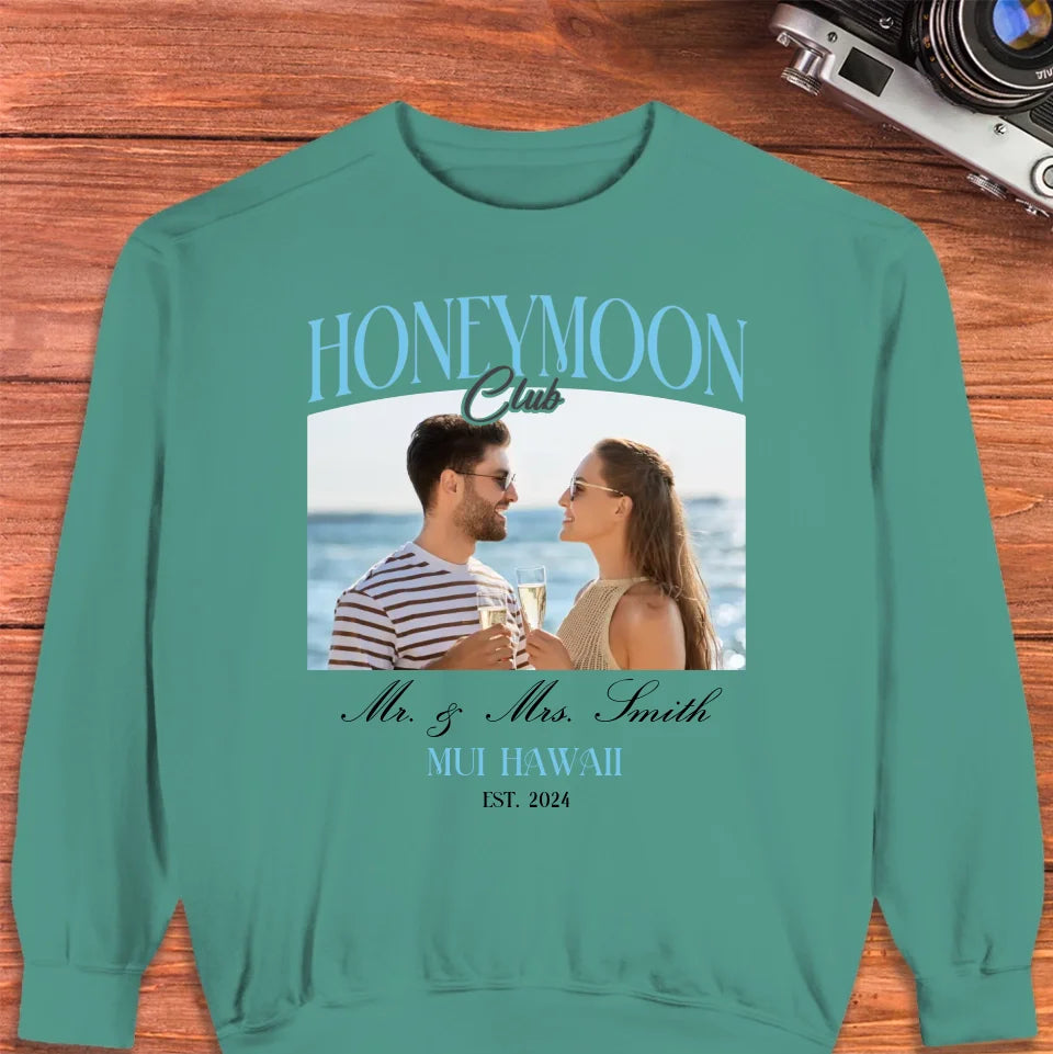 Our Honeymoon - Custom Photo - Personalized Gifts for Couples - Unisex Sweater