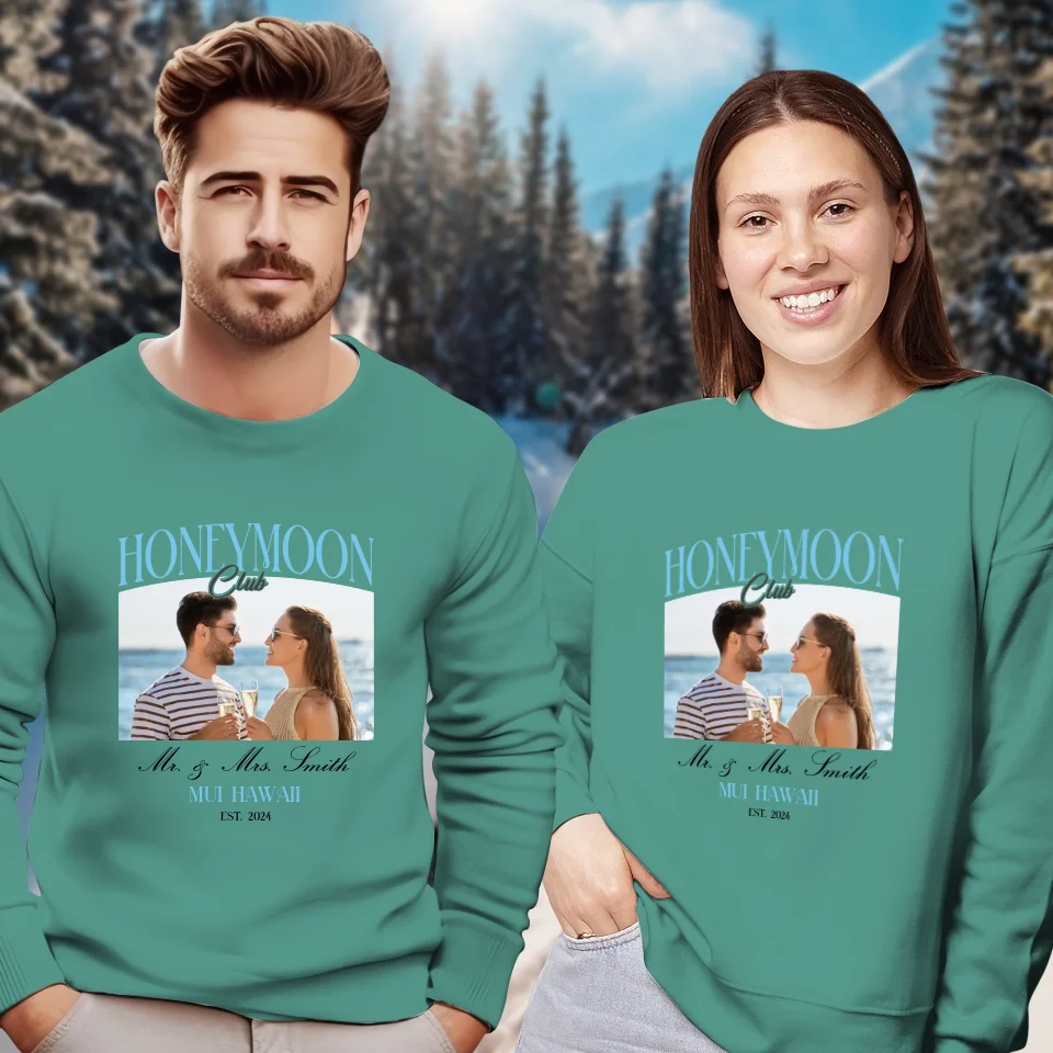 Our Honeymoon - Custom Photo - Personalized Gifts for Couples - Unisex Sweater