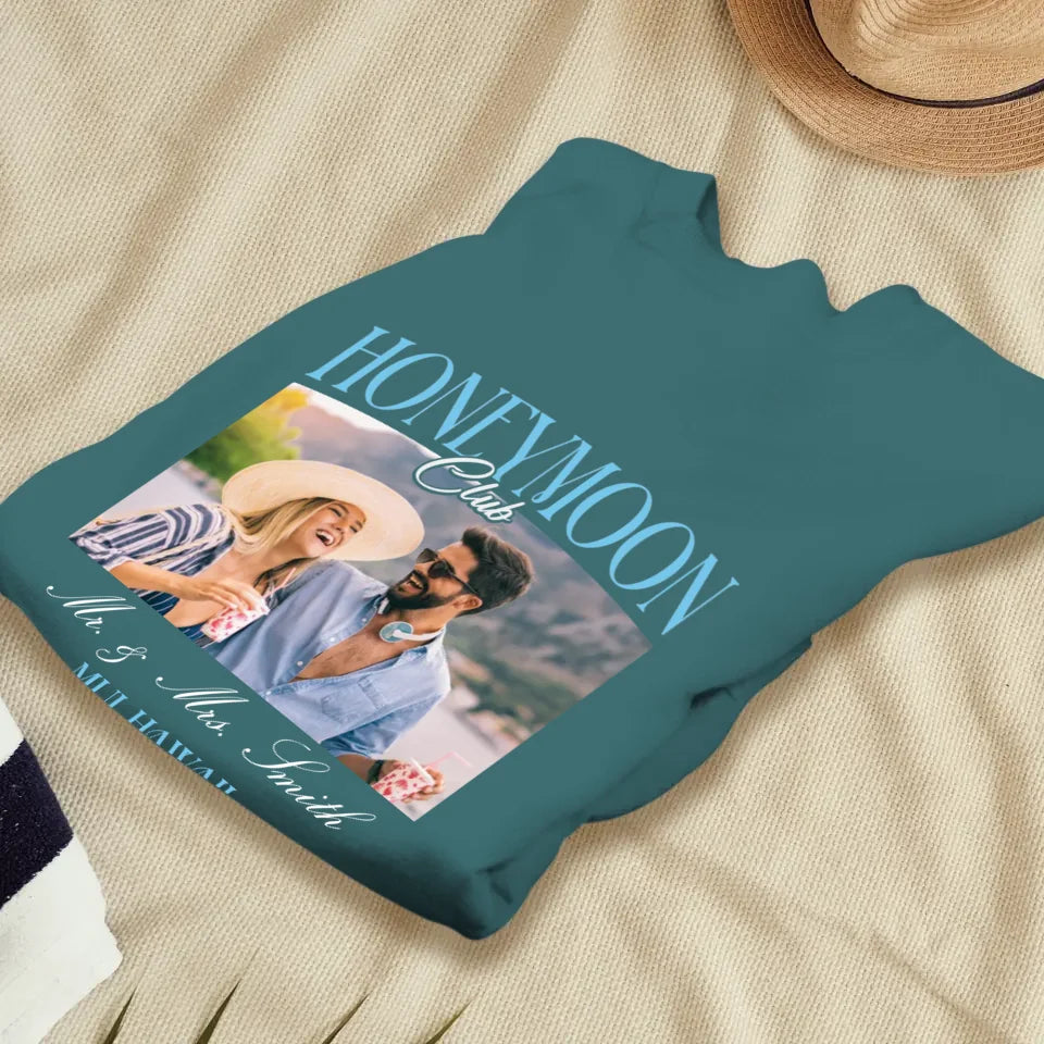 Our Honeymoon With Love - Custom Photo - Personalized Gifts for Couples - Unisex Sweater