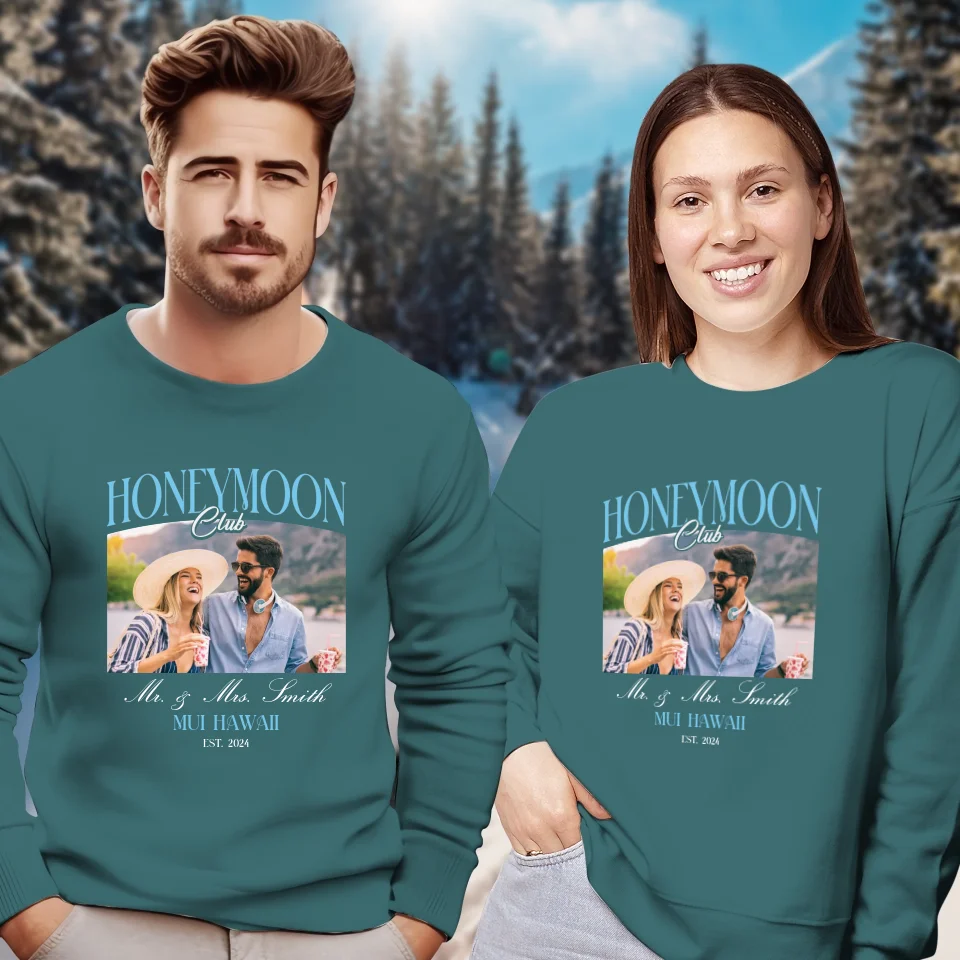 Our Honeymoon With Love - Custom Photo - Personalized Gifts for Couples - Unisex Sweater