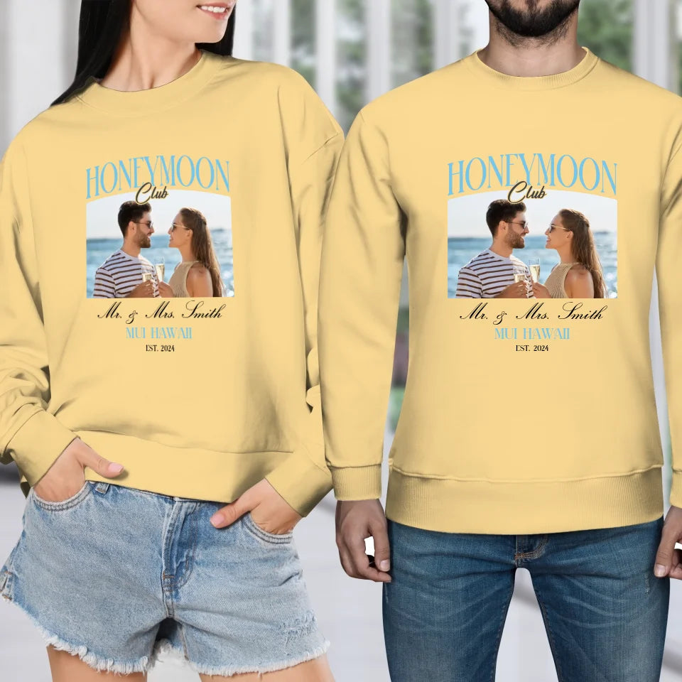 Our Honeymoon - Custom Photo - Personalized Gifts for Couples - Unisex Sweater