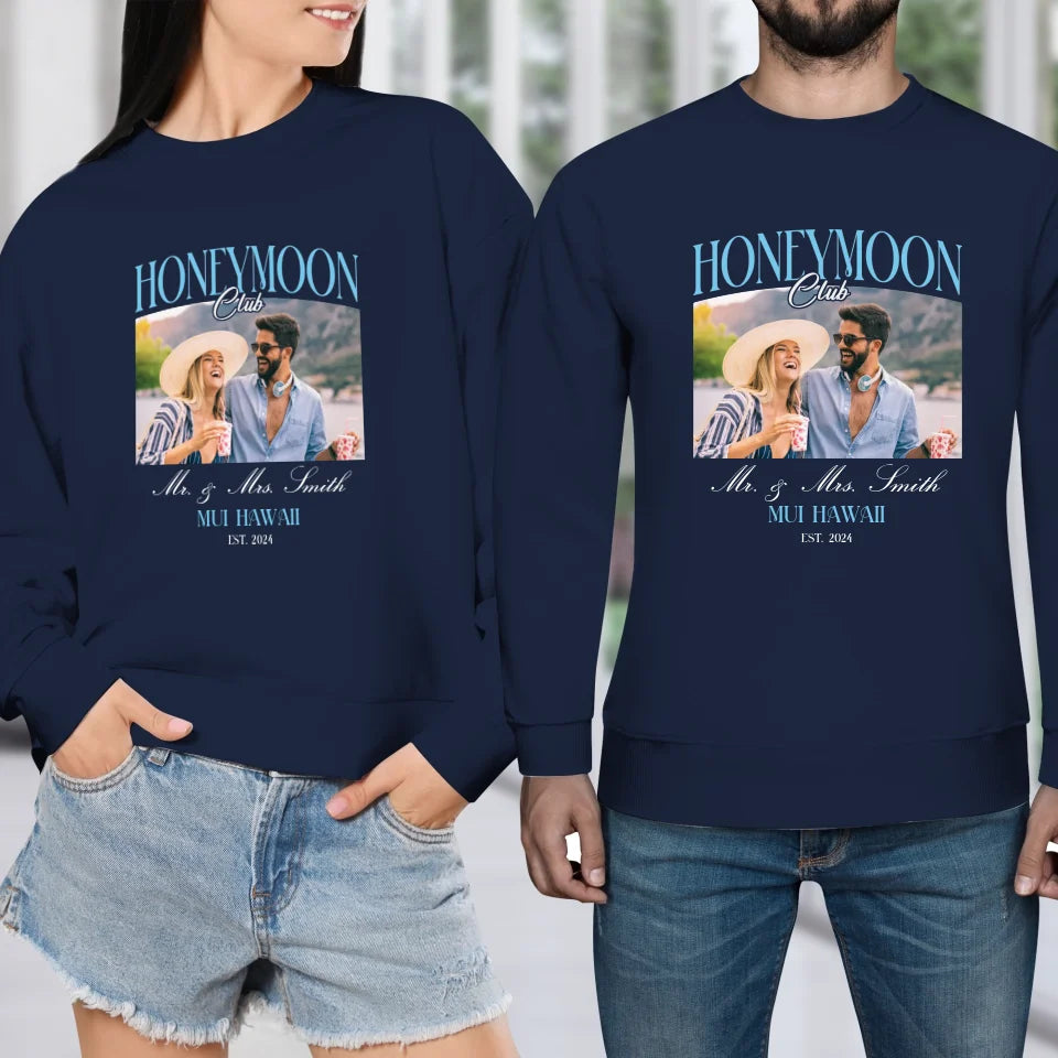 Our Honeymoon With Love - Custom Photo - Personalized Gifts for Couples - Unisex Sweater