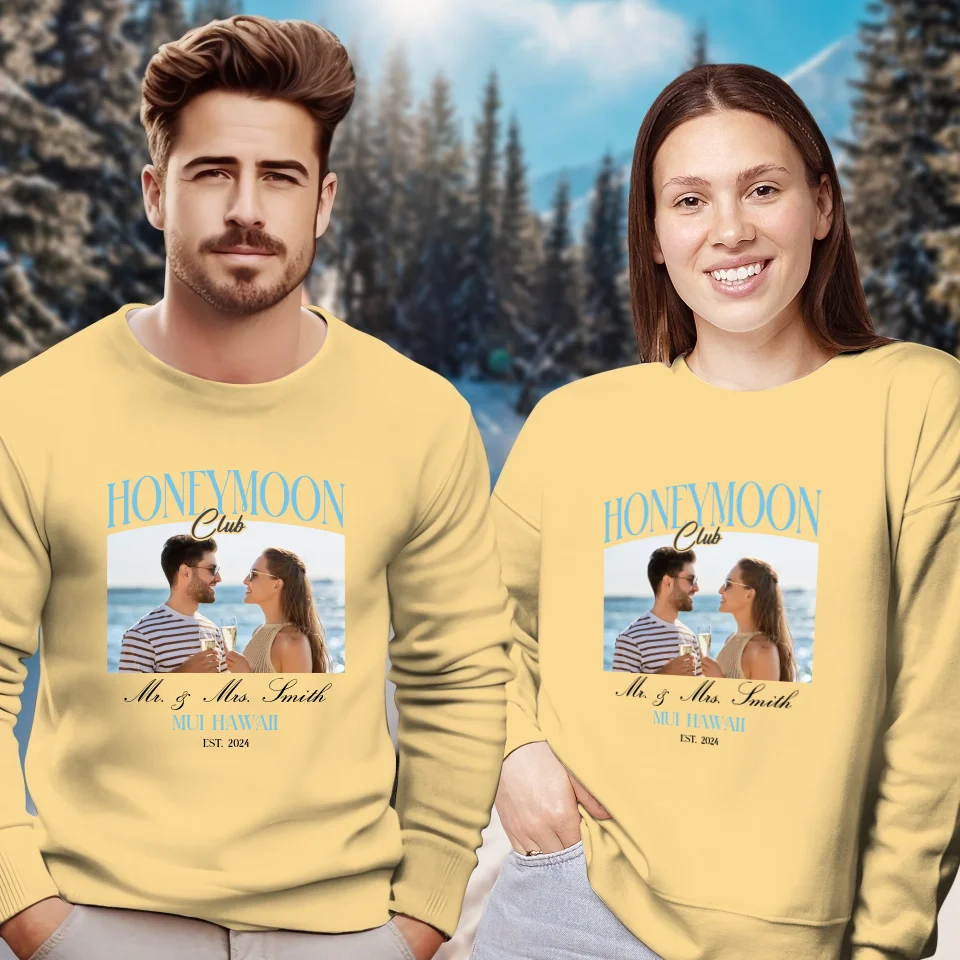 Our Honeymoon - Custom Photo - Personalized Gifts for Couples - Unisex Sweater