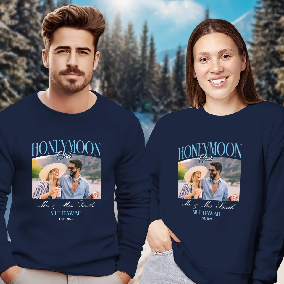 Our Honeymoon With Love - Custom Photo - Personalized Gifts for Couples - Unisex Sweater