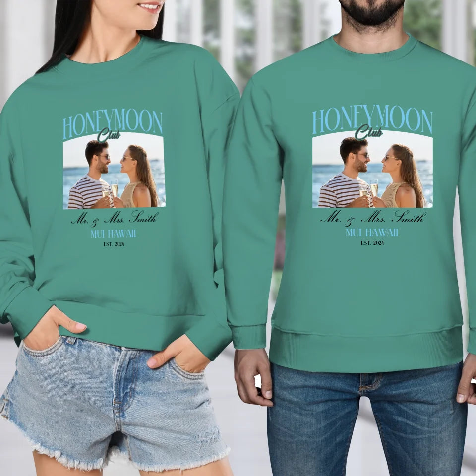 Our Honeymoon - Custom Photo - Personalized Gifts for Couples - Unisex Sweater