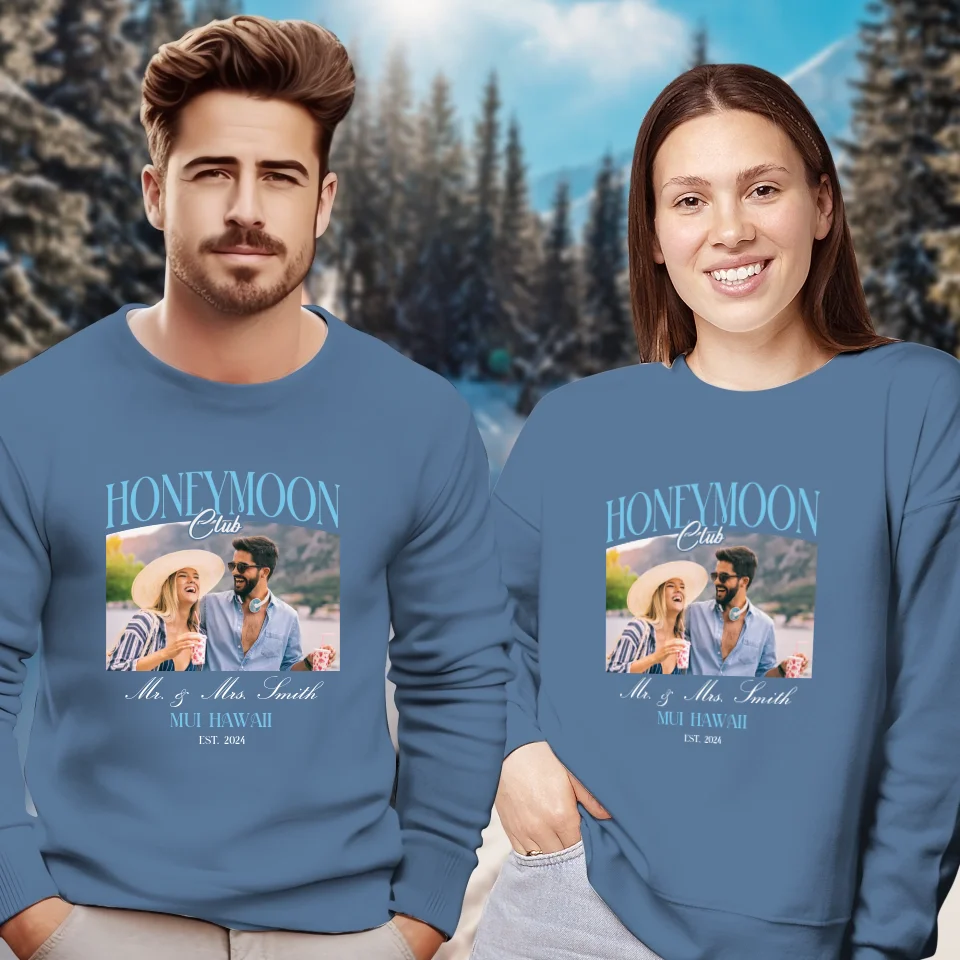 Our Honeymoon With Love - Custom Photo - Personalized Gifts for Couples - Unisex Sweater