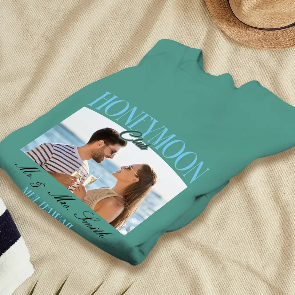 Our Honeymoon - Custom Photo - Personalized Gifts for Couples - Unisex Sweater